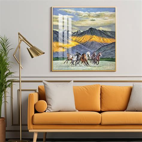 Buy Horses in Motion Glass Finish Square Wall Art Online @ Best Price ...