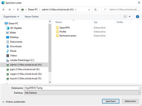 Dateien in meinem Homelaufwerk speichern - Dokumentation