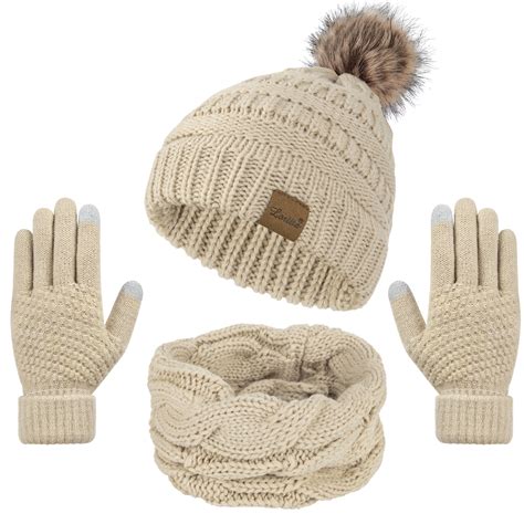 Loritta Women Winter Hat and Gloves Sets , Beanies Hats Knit Neck ...