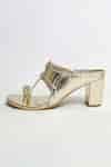 Buy Gold Cutwork Design Kolhapuri Block Heels by THE ALTER Online at ...