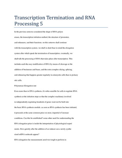 Transcription Termination and RNA Processing 5 - on this noteswe shall ...