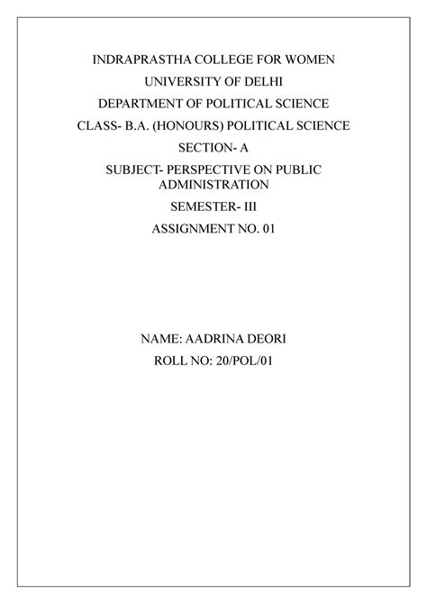 PPA - phases of public administration - INDRAPRASTHA COLLEGE FOR WOMEN ...