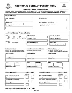 Fillable Online Enrolment Confirmation - Additional Contact Person Form ...