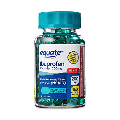 Equate Ibuprofen Mini Liquid Filled Softgel Capsules, 200 mg, Pain ...