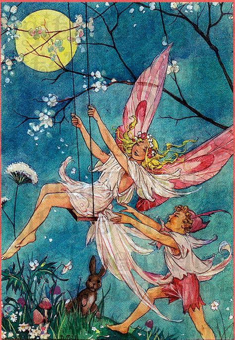 FAIRY Swing. Vintage Fairy Illustration. Fairy DIGITAL Download. Vintage Fairy Digital PRINT in ...