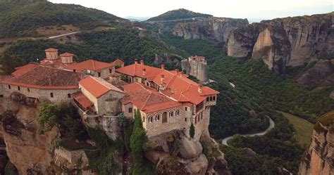 Aerial View Of The Mountains And Meteora Monasteries In Greece 20304756 ...