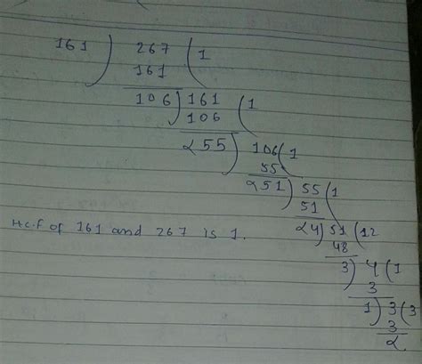 161 267 hcf division method - Brainly.in
