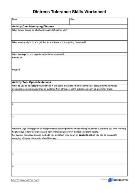 Printable Dbt Distress Tolerance Worksheets - Preschool Coloring ...