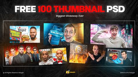 FREE 100 Thumbnails PSD । Biggest PSD Giveaway :: Behance