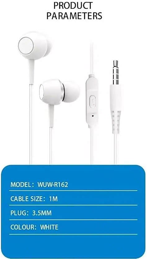 سماعة سلك اصلية Wuw R162 لون ابيض 115 سم