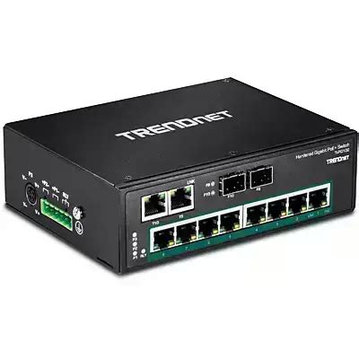 TRENDnet 10-Port Industrial Gigabit PoE+ DIN-Rail Switch