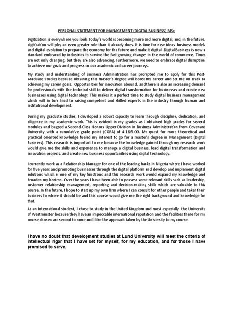 Personal Statement For Digital Business | PDF | Developing Country ...