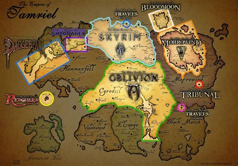 Map of where Bethesda's Elder Scrolls games have taken place in Tamriel ...
