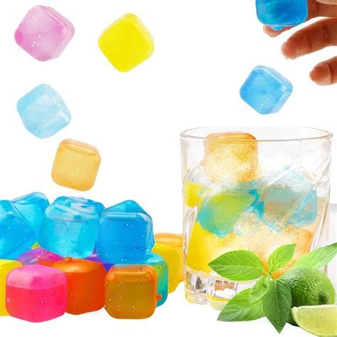 Reusable Ice Cube for Drinks, Square Plastic Ice Cubes 30 Pack, Refreezable Plastic Ice Cubes ...