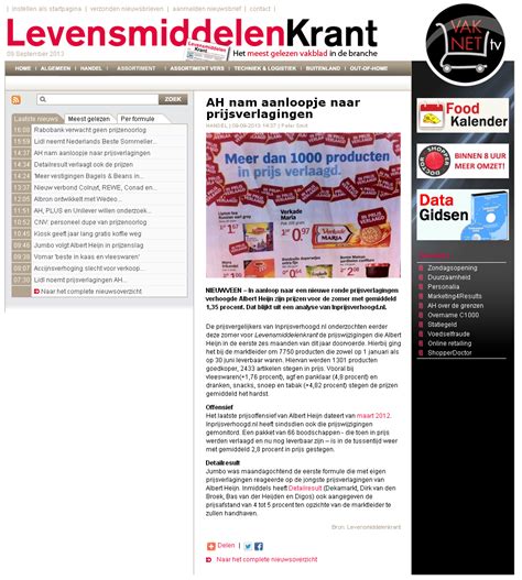 AH nam aanloopje naar prijsverlagingen - IPV Data