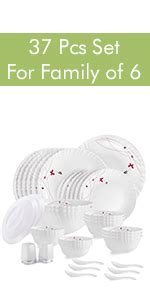 Cello Opalware Dazzle Series Aqua Leaves Dinner Set, 57Pcs | Opal Glass ...