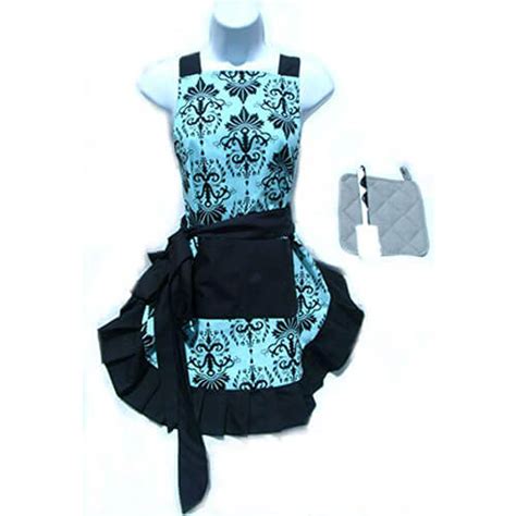 Blue and Black Lenin Prined Kitchen Apron set Online