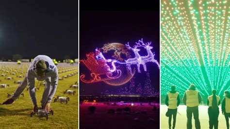 Christmas Light Show,ক্রিসমাসের চমক! ৫০০০ ড্রোনের আলোয় রাতের আকাশে ...