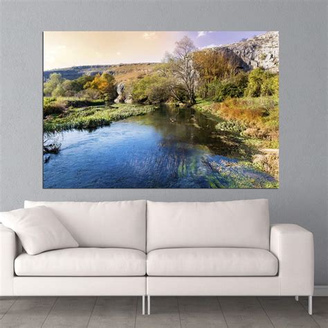 Inephos Unframed Canvas Painting - By the River - Nature Art Wall ...