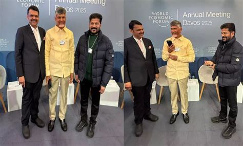 CMs Revanth, Naidu, Fadnavis meet at WEF 2025