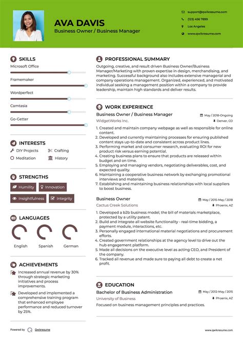 Business Owner Profile Sample 的图像结果