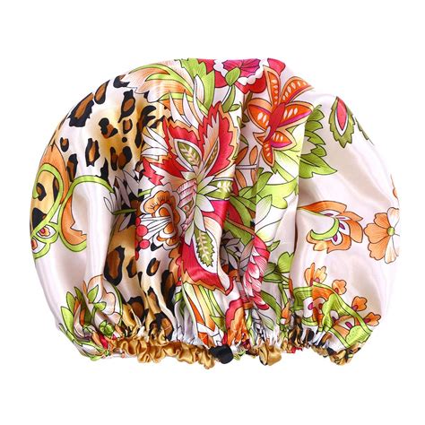 Buy Lurrose Extra Large Sleep Cap Night Bonnet Double Layered Leopard ...