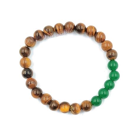 Tiger Eye & Green Jade GemStone Adjustable Bracelet