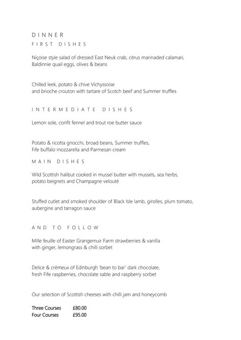 Menù completo e carta 2024 - The Peat Inn a Cupar | TheFork