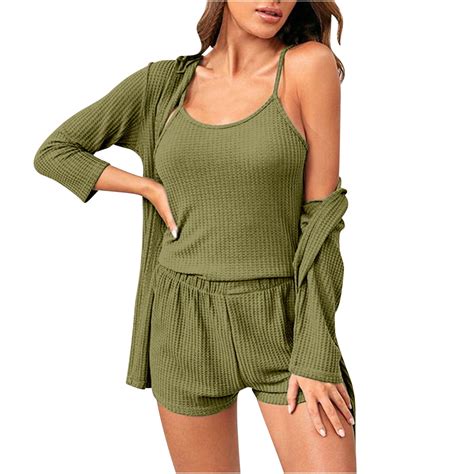 FAIWAD Women 3 Piece Lounge Sets Tank Top Wide Leg Short Pants Cardigan ...