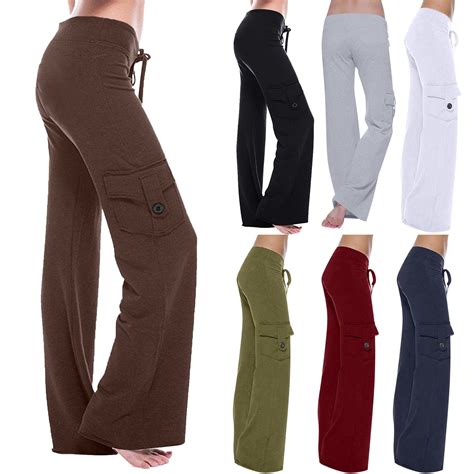 Cargo Pants for Women Stretch High Waisted Casual Sweatpant Wide Leg ...
