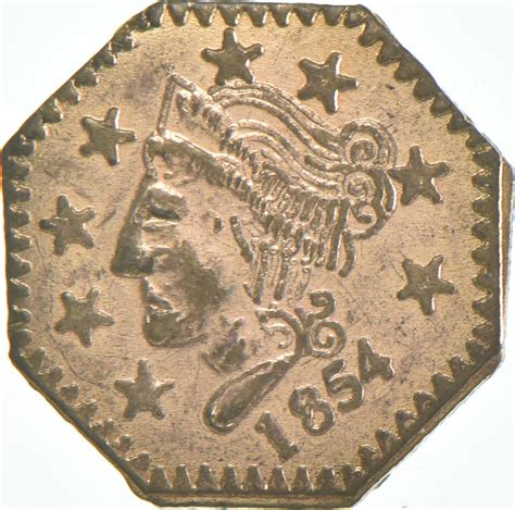 1854 Liberty Octagonal California Gold Rush Souvenir Token | Property Room