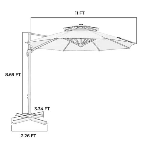 Buy 11 ft. Aluminum Offset Cantilever Adjustable Vertical Tilt Round ...