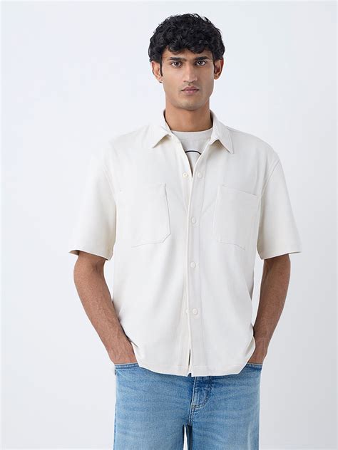 Buy WES Casuals Off-White Relaxed-Fit Shirt from Westside