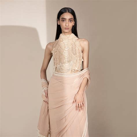 Peral Draped Blouse & Saree – Abhishek Sharma