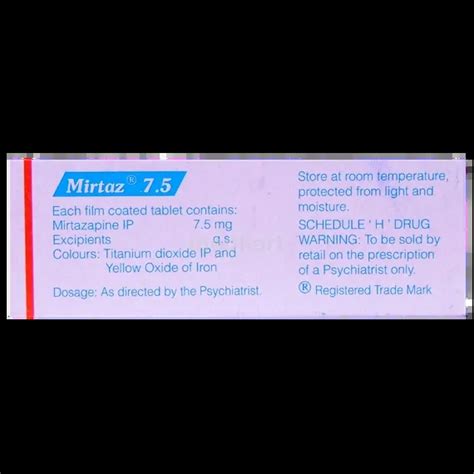 MIRTAZ 7.5MG TABLET 10'S Price, Uses, Side Effects & Substitutes | Medkart