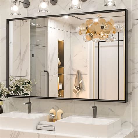 Amazon.com: Keonjinn Black Framed Mirror for Bathroom 48 x 30 Inch ...