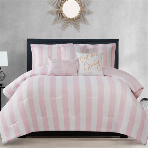Amazon.com: Juicy Couture Cabana Stripe Reversible Bedding Set - Queen ...