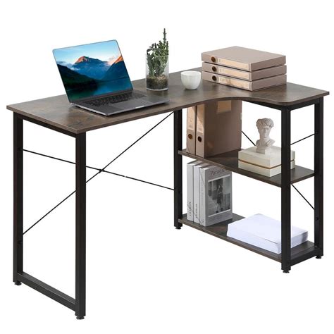 47 in. Dark Grey L-Shaped Computer Desk Home Office India | Ubuy