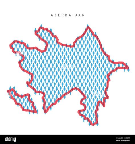 Azerbaijan population map. Stick figures Azerbaijani people map with bold red translucent ...