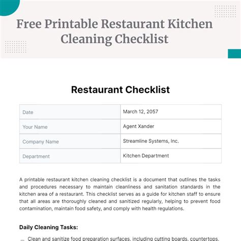 Restaurant Kitchen Checklist 的图像结果