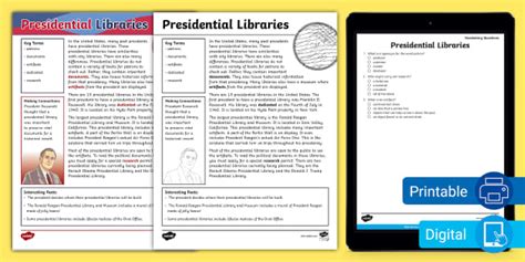 Presidential Libraries 4th Grade Fact File | Twinkl - Twinkl