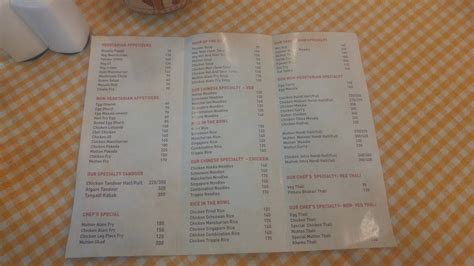 Menu at Spice Mantra, Pune