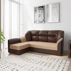 WESTIDO Leatherette 4 Seater Sofa (Finish Color - Cream Brown, DIY(Do ...