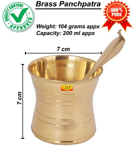 Pure Brass Puja Patra | Punch Patra | Jal Patra with Achmani Spoon Set ...