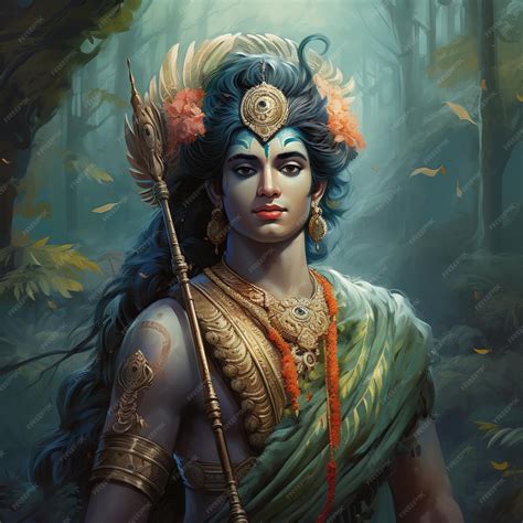 Premium Photo | Hindu god Sri Rama with bow and arrows Shree Ram Navami ...