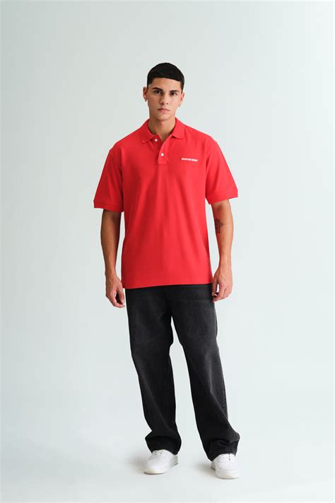 Buy Red Signature Jacquard Collar Premium Polo | BonkersCorner