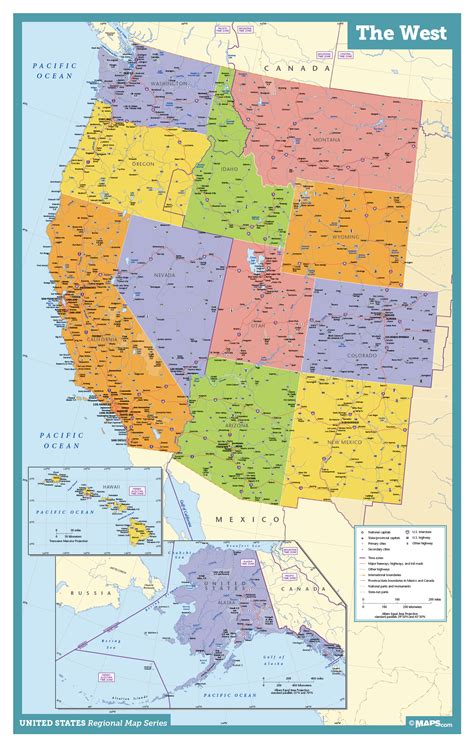 The West USA Wall Map | Wall maps, River time, Detailed map
