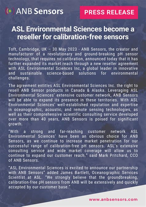 ASL Environmental Sciences become a reseller for calibration-free ...