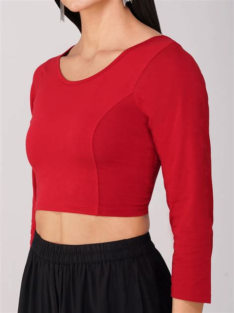 Women's ComfortEase 4-Way Stretch Red Long Sleeve Blouse - Premium Fit ...