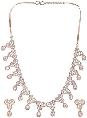 Buy Rose gold Plated American Diamond bridal jewellery set at Amazon.in